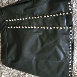 Faux  Black leather mini skirt
